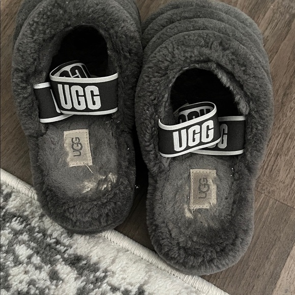 UGG Charcoal Fluffy Slides - Picture 2 of 4
